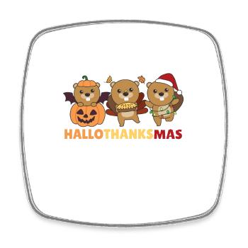 Happy Hallothanksmas Biber Weihnachts Biber - Viereckiger Kühlschrankmagnet - Weiß - Vorne