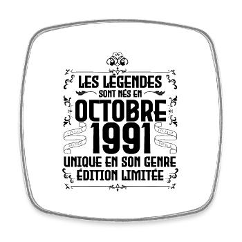 Les Légendes Sont Nés En Octobre 1991 Anniversaire - Magnet carré - blanc - Devant