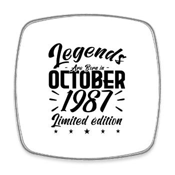 LEGENDS ARE BORN IN OCTOBER 1987 anniversary gift. - Square fridge magnet - white - Front