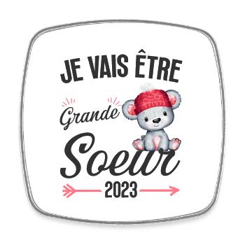 Enfant future grande soeur annonce grossesse - Magnet carré - blanc - Devant