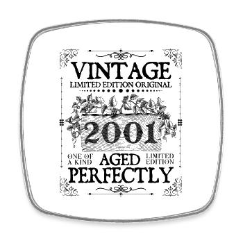 2001 | Vintage Perfekt gealtert seit 2001 Geburtstag - Viereckiger Kühlschrankmagnet - Weiß - Vorne
