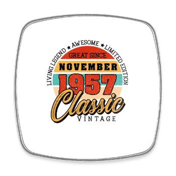 Retro 65 Years November 1957 Birthday Vintage - Square fridge magnet - white - Front