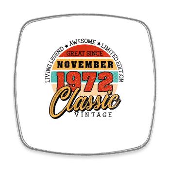 Retro 50 Years November 1972 Birthday Vintage - Viereckiger Kühlschrankmagnet - Weiß - Vorne