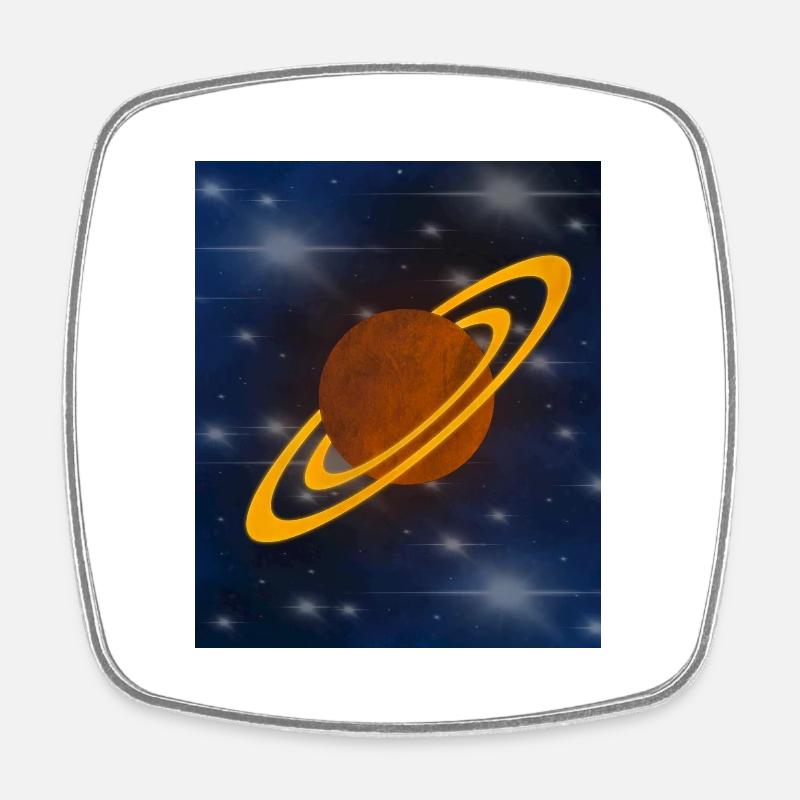 Planet Design - Saturn - Square fridge magnet - white