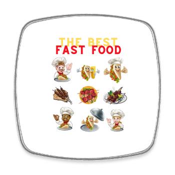 I like Fast Food, Kebeb, Tortilla, Charocal Grill - Square fridge magnet - white - Front