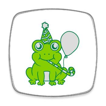 Birthday-celebrating little frog - Square fridge magnet - white - Front