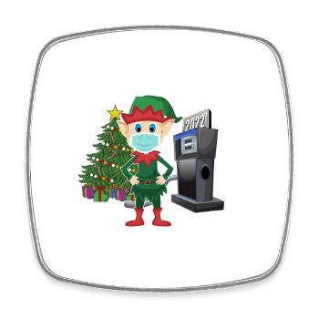 Elf with Mask Expensive Gas What the Elf - Square fridge magnet - white - Front