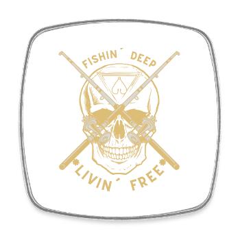 Fishin deep livin free - Viereckiger Kühlschrankmagnet - Weiß - Vorne