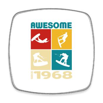 Awesome since 1968. Wakeboard Lifestyle - Square fridge magnet - white - Front