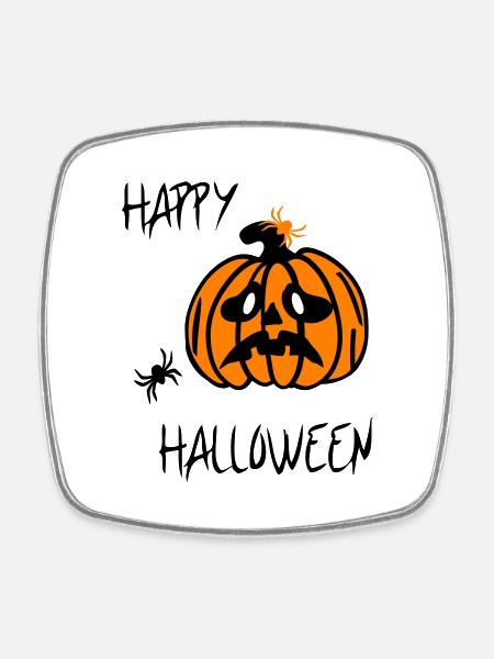 happy halloween, Kürbis - Viereckiger Kühlschrankmagnet - Weiß