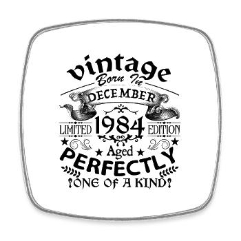 December 1984 | 1984 Vintage | born in December - Magnet carré - blanc - Devant