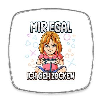 Mir Egal Ich Geh Zocken Gaming - Viereckiger Kühlschrankmagnet - Weiß - Vorne