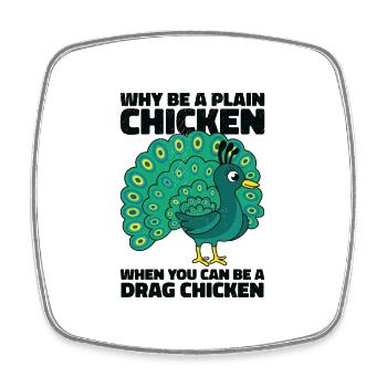 Peacock Positivity Drag Peacock Fan - Magnet carré - blanc - Devant
