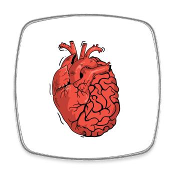 Half Brain Half Heart Organ Anatomy Science - Square fridge magnet - white - Front