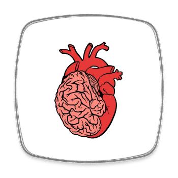 Half Brain Half Heart Organ Anatomy Science - Square fridge magnet - white - Front