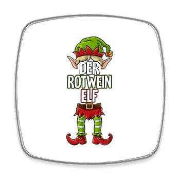 Rotwein Elf Partnerlook Weihnachten - Viereckiger Kühlschrankmagnet - Weiß - Vorne