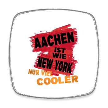 Aachen Deutschland Stadt Spruch Ist Wie New York - Viereckiger Kühlschrankmagnet - Weiß - Vorne
