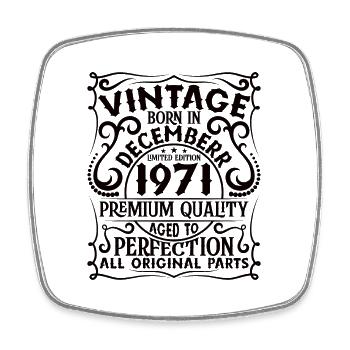 Limité Décembre 1971 Retro Birthday - Magnet carré - blanc - Devant