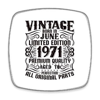 1971 June Birthday Legend - Square fridge magnet - white - Front