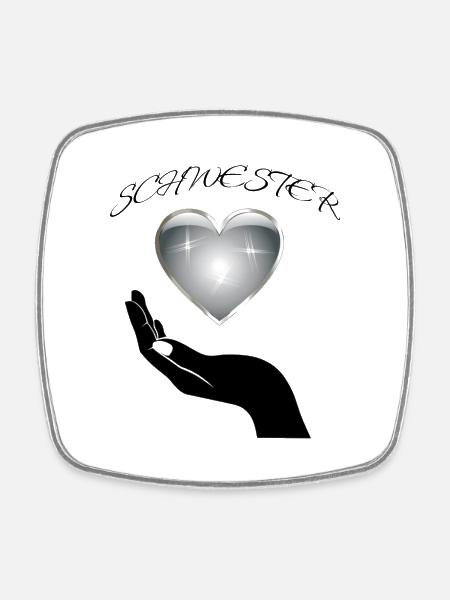 SCHWESTER - Viereckiger Kühlschrankmagnet - Weiß