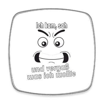 Ich kam, sah und vergaß was ich wollte. - Viereckiger Kühlschrankmagnet - Weiß - Vorne