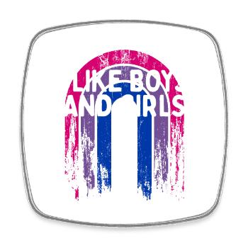 I Like Boys and Girls Bisexual LGBTQ Bi Pride - Square fridge magnet - white - Front