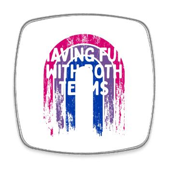 Having Fun with Both Teams Bisexual LGBTQ Bi - Viereckiger Kühlschrankmagnet - Weiß - Vorne