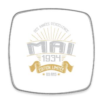 Mai 1934 89 Ans Anniversaire Vintage Idée Cadeau - Magnet carré - blanc - Devant