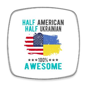 Half American Half Ukrainian - Square fridge magnet - white - Front