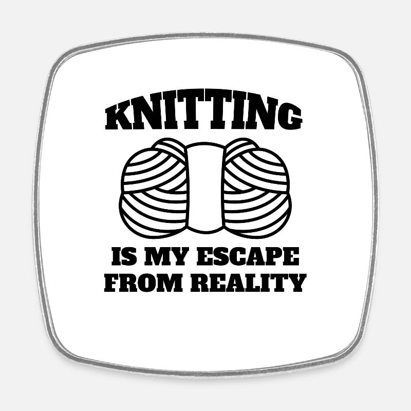 Knitting Sewing Gift Seamstress Crochet - Square fridge magnet - white