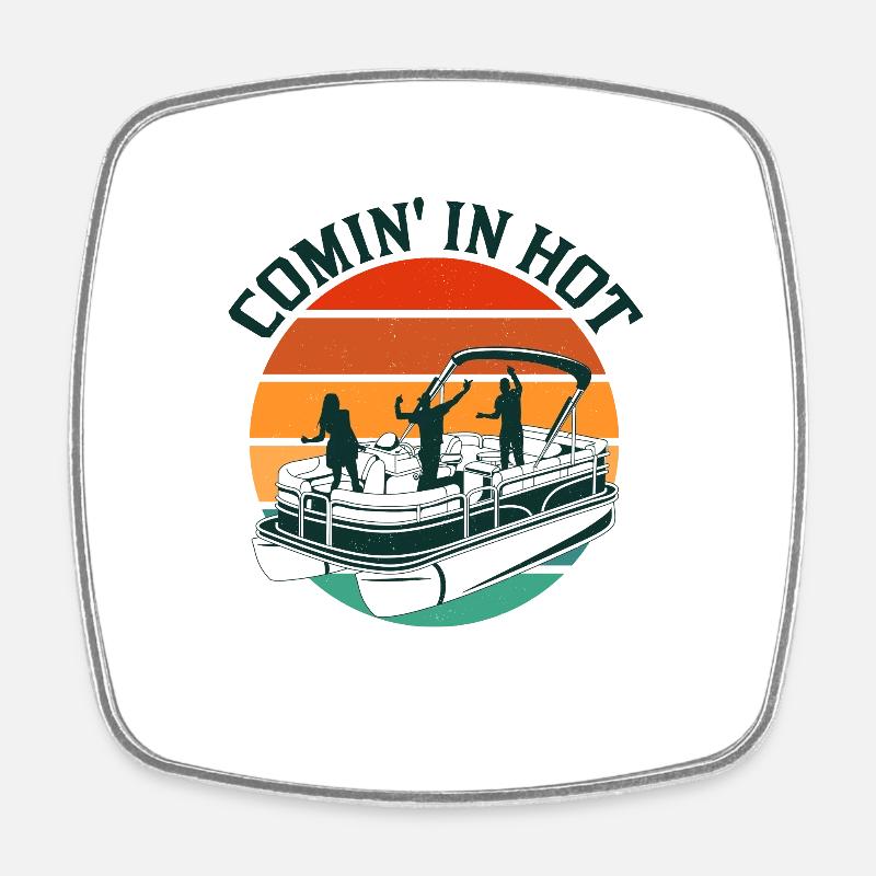 Pontoon Boat Captain Boating Lake Pontoon - Square fridge magnet - white