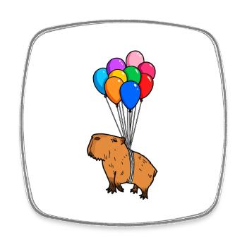 Capybara Riesenhöhle Nagetier mit Ballons Capybara - Viereckiger Kühlschrankmagnet - Weiß - Vorne