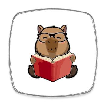 Kawaii Capybara - Capybaras And Reading Books Wortspiel - Viereckiger Kühlschrankmagnet - Weiß - Vorne