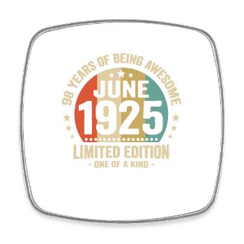 Juni 1925 98-jähriges Jubiläum Vintage-Geschenkidee - Viereckiger Kühlschrankmagnet - Weiß - Vorne