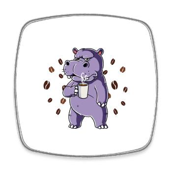 Nicht Ansprechen Vor Dem Ersten Kaffee Nilpferd - Viereckiger Kühlschrankmagnet - Weiß - Vorne