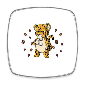 Einatmen Ausatmen Ignorieren Kaffee Leopard - Viereckiger Kühlschrankmagnet - Weiß - Vorne