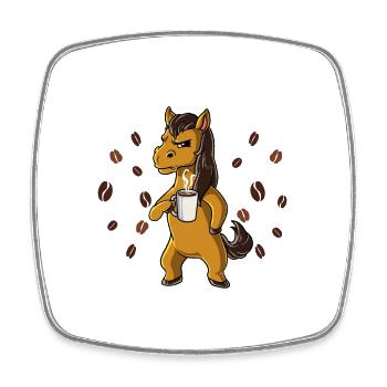 Nicht Ansprechen Vor Dem Ersten Kaffee Pferd - Viereckiger Kühlschrankmagnet - Weiß - Vorne