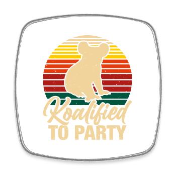Koalified To Party - retro sunset koala - Square fridge magnet - white - Front