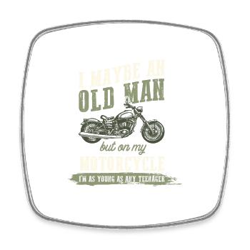 motorrad alter mann - Viereckiger Kühlschrankmagnet - Weiß - Vorne