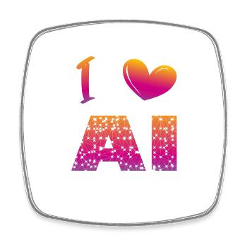 i love ai - Viereckiger Kühlschrankmagnet - Weiß - Vorne