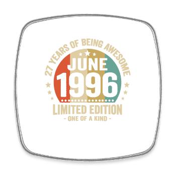June 1996 27 years anniversary vintage gift idea - Square fridge magnet - white - Front