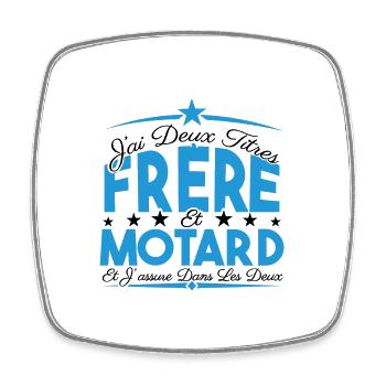 J'ai deux titres frère et Motard. Cadeau frère. - Magnet carré - blanc - Devant