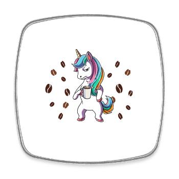 Einatmen Ausatmen Ignorieren Kaffee Einhorn - Viereckiger Kühlschrankmagnet - Weiß - Vorne