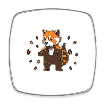 Einatmen Ausatmen Ignorieren Kaffee Roter Panda - Viereckiger Kühlschrankmagnet - Weiß - Vorne