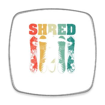 SHRED Snowboard Sports d’hiver Snowboard Planche à neige - Magnet carré - blanc - Devant