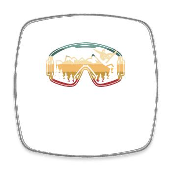 Ski Snowboard Goggles Skiing Snow Mountain Winter - Square fridge magnet - white - Front