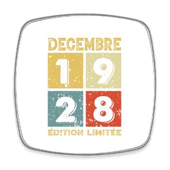 Anniversaire Vintage Idée Cadeau Décembre 1928 - Magnet carré - blanc - Devant