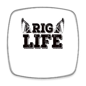 Oil rig oil gas workers drilling oil platform - Square fridge magnet - white - Front