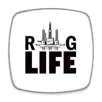 Oil rig oil gas workers drilling oil platform - Square fridge magnet - white - Front