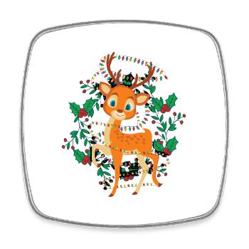 Renne de Noël Rudolph - Renne de Noël - Magnet carré - blanc - Devant